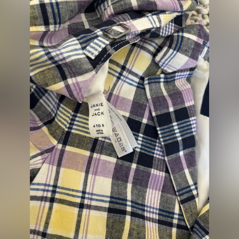 Janie and Jack Plaid Blazer and Hat Set in Purple and Yellow - Picture 3 of 4